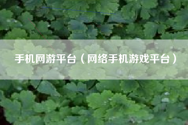 手机网游平台（网络手机游戏平台）